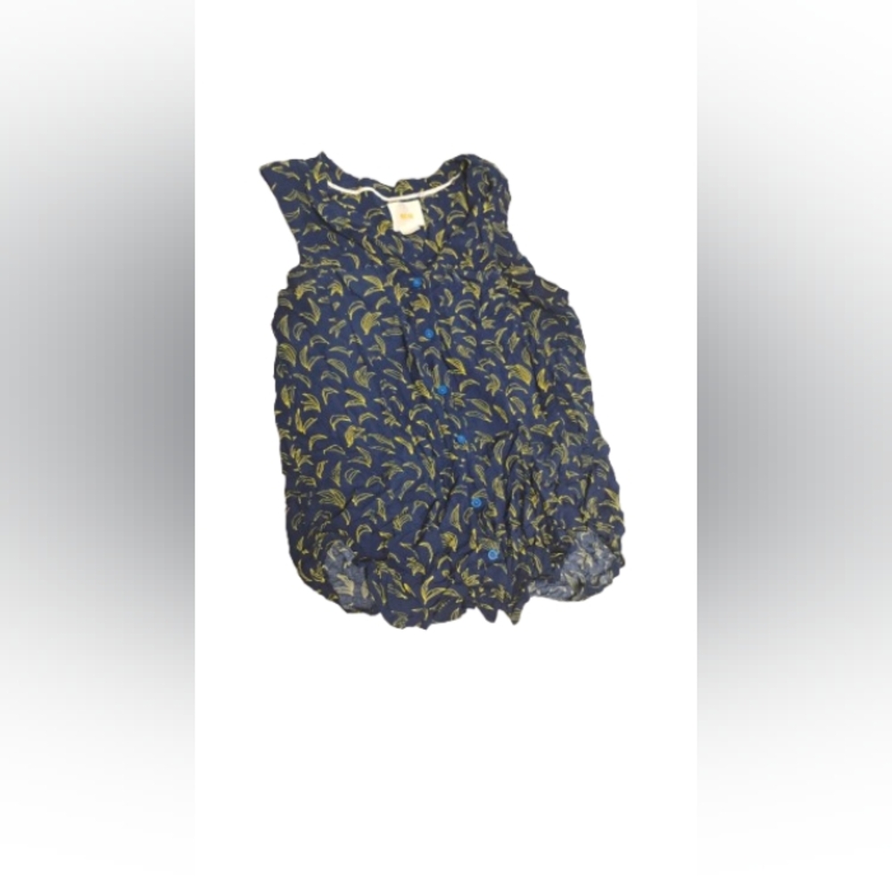 Maeve Anthropologie Sunseeker Banana Novelty Print Buttoned Sleeveless Top Sz 4
